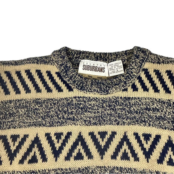 VTG Country Suburbans Womens S Knit Blouse Top Short Sleeve Stretch Geometric - Picture 4 of 8